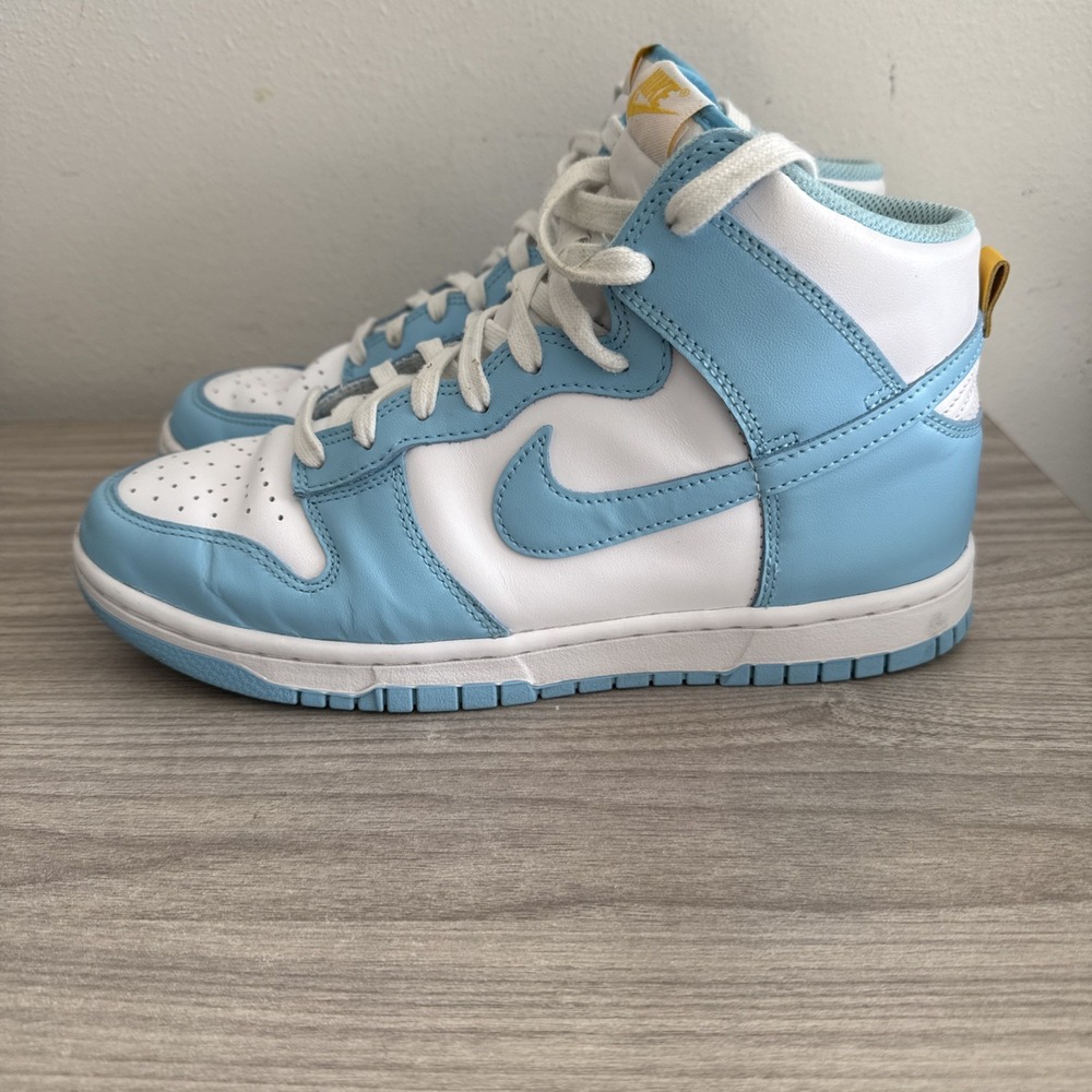 Nike Men's Dunk High White & Leather Athletic Shoes Sneakers Size 8 DD1399-401